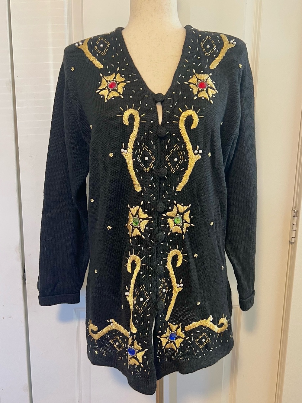 NWT‎ Deadstock VNTG Victoria Jones Beaded Embellished Embroidered Cardigan